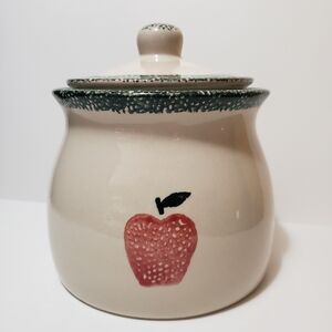 Spongeware Apple Cookie Jar Crock 1997. Never used.